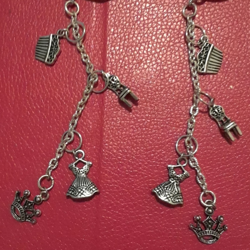 Hand Crafted Princess Key Chains Silver Tone Crown Comb Chair Dress Char…